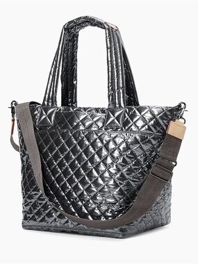 MZ Wallace MEDIUM METRO DELUXE TOTE IN ANTHRACITE METALLIC LACQUER $285 Retail